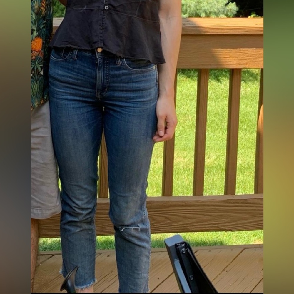 Madewell stovepipe distressed jeans